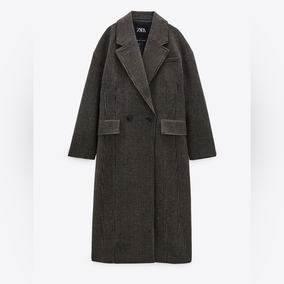 Zara Woven Wool Blend Trench Coat - Picture 2 of 7